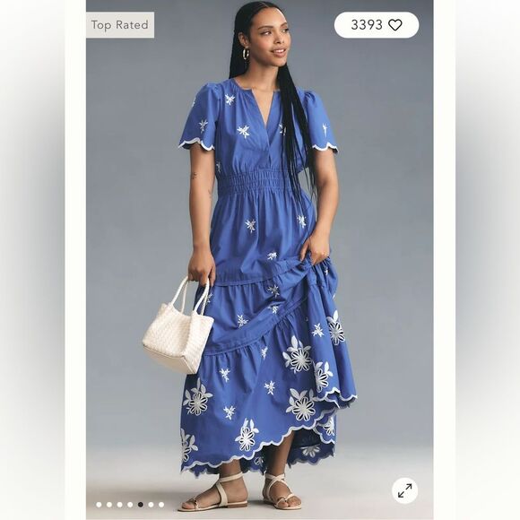 Anthropologie The Somerset Embroidered Maxi Dress
